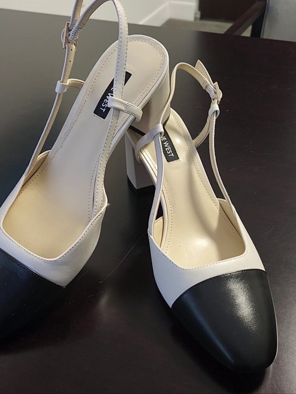 Nine West Two-Tone Slingback Pumps - Black & Cream